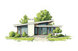 © Vector Shop - Exterior View of Minimalist Concrete Home isolated