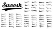 © Donald - Vintage swoosh tail vector collection, retro baseball typography swashes, black script underline strokes for athletic logo design and lettering