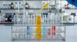 © Arx PhotoStock - Scientist performing chemical experiment with yellow liquid in laboratory.