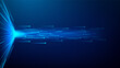 © Yaran - Luminous horizontal torrent of cyber data. Glowing circuit paths converge into a vertical stream. Digital signal processing, core of big data technology in motion, network traffic concept. Vector.