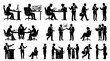 © Book - Business silhouettes teamwork collaboration office communication handshake presentation meeting productivity leadership strategy cooperation corporate environment professional interaction success