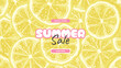 © IVONINA - Advertising banner for the summer sale with lemon slices. Background of fresh yellow citrus fruits for banners, web store Headers, promotion, seasonal discount offers. Vector illustration