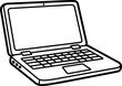 © Brian - Open laptop computer outline, simple line drawing illustration, digital technology concept