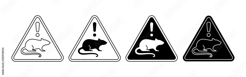 Rat and Exclamation Warning Symbols for Hantavirus Rodent Hazard and ...
