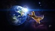 © MuhammadHafiz - Giant Tabby Cat Playing With Earth In Deep Space