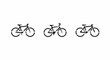 © maranata - Minimalist black and white bicycle icon set trio.