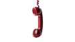 © Andrej - Crimson red vintage telephone handset with coiled cord, isolated on transparent background