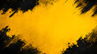 © Tyo - Dynamic Yellow and Black Grunge Background with Distressed Brush Stroke Border - Abstract Artistic Texture
