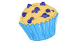 © Safieaya - Delicious blueberry muffin vector icon for picnic and bakery themes. Features an editable stroke, adjustable line weight, and customizable stroke width. Isolated on a white background graphic.