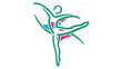 © Tofayel Ahmed - Artistic ballet dancer vector icon featuring a graceful attitude pose with fluid green, pink, and blue lines. This vibrant illustration captures the elegance of dance, movement, and performance.