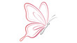 © TaiyabaAkter - Elegant pink line art butterfly vector illustration on a white background, minimalist insect design for beauty, wellness, and transformation concepts, creative nature icon for logo and branding.