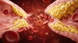© Umnat - Medical illustration showing cholesterol plaque buildup inside a blood artery.