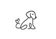 © md maruf  - dog silhouette with heart tail animal pet canine line art minimalist simple black white background vector illustration icon logo design puppy love cute adorable domestic