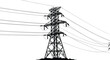© NR - Black And White Silhouette Of High Voltage Electricity Transmission Tower With Power Lines Vector Illustration