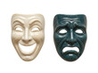 © Sultana - Comedy and tragedy masks contrasted in studio lighting representing duality of emotion and performance
