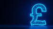 © @TrendStudio - A glowing neon blue GBP symbol on a sleek, dark backdrop, representing finance and digital currency.