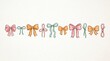 © Arooj - Hand Drawn Ribbon Bows Set in Pastel Colors on White Background