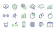 © saijid - Collection of health fitness and lifestyle line icons with green accent elements for wellness and technology tracking