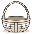 © Олена Стадник - Woven Round Basket with Twisted Handle Illustration on White Background