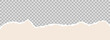 © vika_k - Beige torn paper bottom element background. Jagged uneven edge wave border for letterhead, header, footer, design template, collage, banner, sticker, poster. Vector curve paper piece frame divider