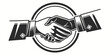 © Abu - Professional business handshake inside circular border with handshake business partnership cooperation agreement corporate collaboration connection teamwork alliance contract transaction