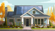 © RB 4k Photo  - A blue house with solar panels on the roof and a garden in front