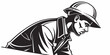 © Jannati - Illustration of a focused construction worker wearing a safety hard hat with safety first construction engineer building professional industrial silhouette illustration engineering contractor