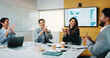 © peopleimages.com - Business people, team and applause in company for success, sales growth and financial achievement. Excited group, analyst and clapping for investment profit, target celebration or revenue increase