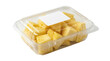 © sakson - Freshly cut pineapple pieces in clear plastic container grocery store aisle food photography bright environment close-up qrq concept