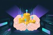 © UniDesign by Sonjib - Hands holding growing coins with upward arrows