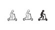 © Yanti - Three stylized illustrations of people riding electric scooters.