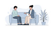 © Ajaya - Therapy Session: Patient and Counselor on Sofa, Mindful Consultation