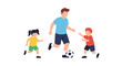 © Graphic_art - Father Playing Soccer With Two Children Outdoors