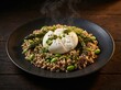© StudioLab Premium - Gourmet healthy bowl with fresh burrata cheese warm quinoa asparagus and edamame beans, cinematic moody food photography