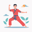 © Jesika - Martial Arts Practitioner in Red Gi Performing a Stance