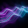© Zahid - Abstract undulating neon light waves in purple pink blue with reflections on a dark background abstract frequency equalizer technology reflection background electric particles
