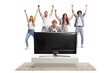 © Ljupco Smokovski - Group of people watching football on tv and cheering