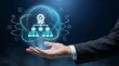 © Buy my stuff  - Corporate governance, compliance and quality management concept with organizational hierarchy hologram over businessman hand