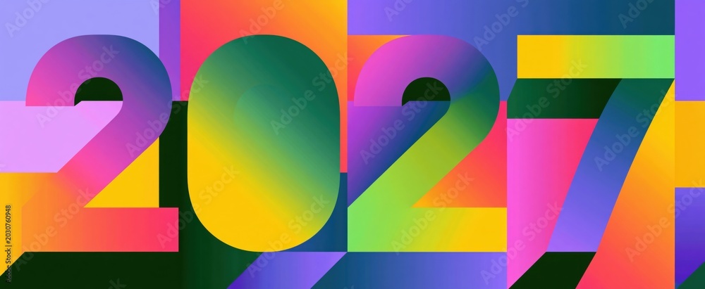 Lively geometric gradient backdrop with striking text for New Year 2027 ...