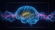 © PNG - Bioluminescent human brain with electrical currents and connections