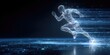 © Azzahra - A glowing digital human figure runs at high speed on a futuristic circuit board