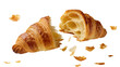 © Michal - Golden brown croissant broken in half showing flaky layers