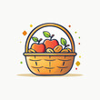 © ubet - Basket of Apples and Nuts Cartoon Illustration.