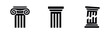 © Lili - Ancient columns architecture icons set with classic Ionic, Doric, and broken pillars for history and structure symbols