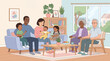 © Enos manurun - The essence of family unity and diverse connections beautifully illustrated in a cozy home setting, highlighting multi-generational bonds and shared happiness