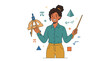 © Wiryo Rejo - A friendly female mathematics teacher explaining geometric concepts with tools. EPS Editable. Vector Illustrations.