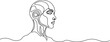 © ANJALI - Continuous line drawing Robot head, futuristic cyborg, metallic line art, continuous one-line drawing
