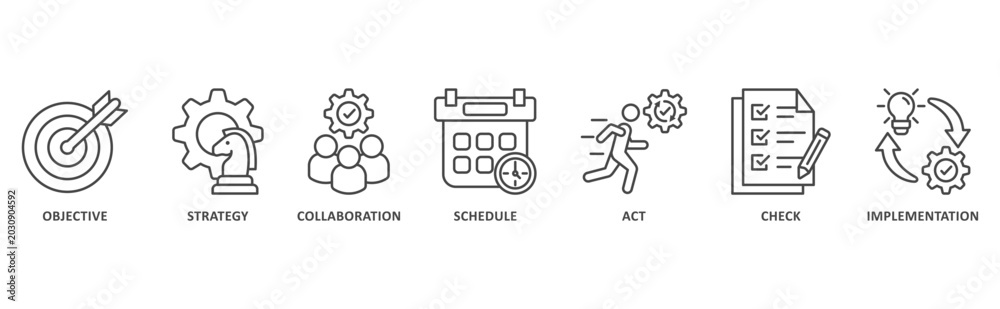Action Plan banner web icon illustration with icon of objective ...
