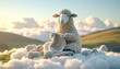 © FirdausZakaria - A giant fluffy sheep knits a soft cloud sweater for its flock amidst a dreamy sky