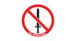 © Toriqul - No weapons sign featuring a black silhouette of a sword inside a red prohibition circle with a diagonal slash, used for security zone marking.